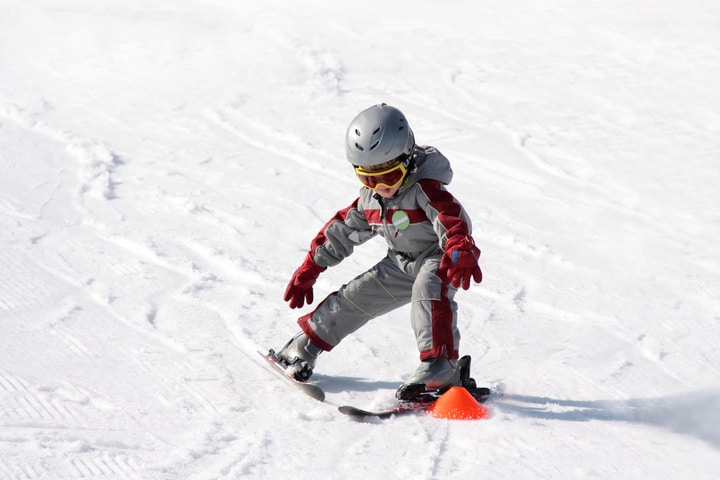 child skiing